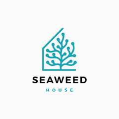 neuron house seaweed logo vector icon illustration