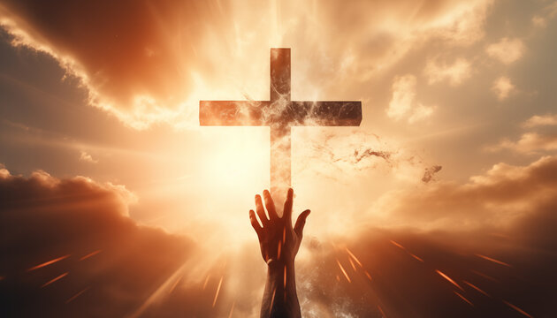believer hands worship the cross