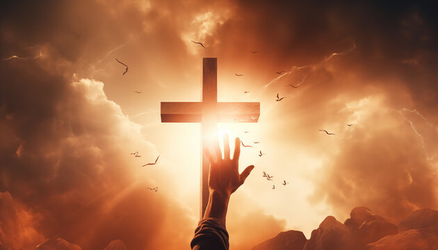 believer hands worship the cross