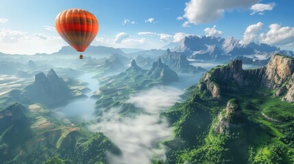 Flying in the sky while enjoying the stunning natural surroundings