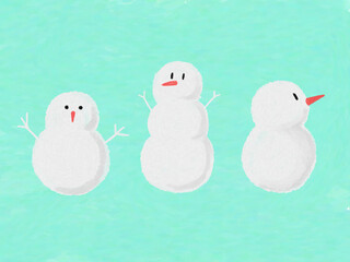 ポップな雪だるまの手書きイラスト