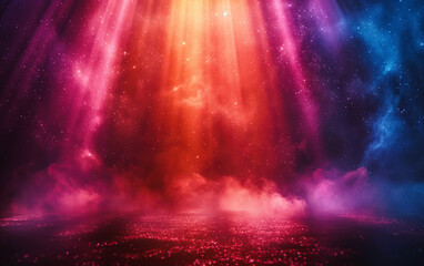 Bright stars and beams of lights created a colorful background on the ground