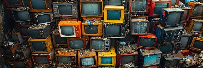 electronic circuit board background,
Pile of used televisions