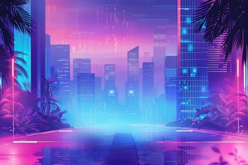 Obraz premium Banner with copy space of brand loyalty depicted in cyberpunk 80s color, illustration template for text