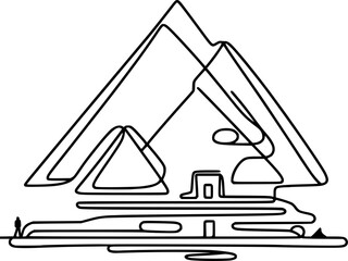 Pyramids of Giza Egypt the three pyramid hand drawn vector illustration 