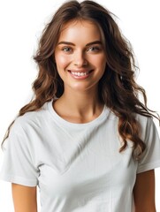Fototapeta premium Woman wearing white tshirt mockup created with generative AI