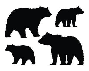 Silhouette bear collection. Vector illustration