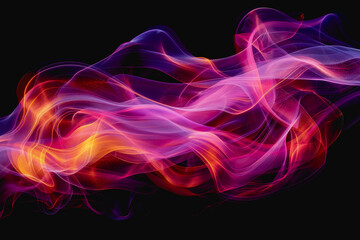 Fototapeta premium neon light swirls dancing in colorful or pastel with vivid streaks, isolated on a black background.