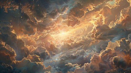 Heavenly feeling created by sunlight breaking through the clouds