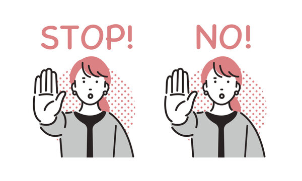 STOP!手を前に突き出すビジネスパーソンの女性