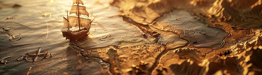 Naklejka premium A creative visual metaphor of a treasure map leading to a sales target, hinting at adventurous strategy