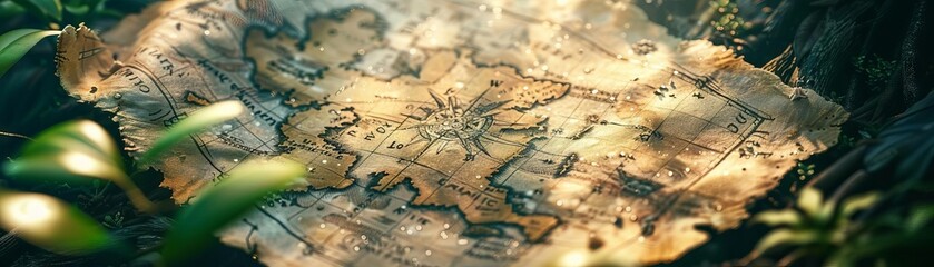 Naklejka premium A creative visual metaphor of a treasure map leading to a sales target, hinting at adventurous strategy