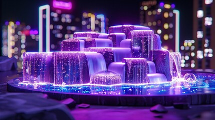 abstract background stacked purple boxes and twinkling lights