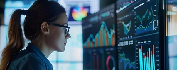 A data scientist collaborating with team members on an interactive dashboard, visualizing key metrics in realtime