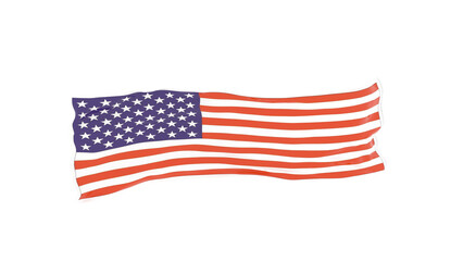 Obraz premium USA flag wavy long drawn landscape background banner.Memorial Day with American Flag Background Banner. U.S. Flag. United States Flag.Vector Illustration. 