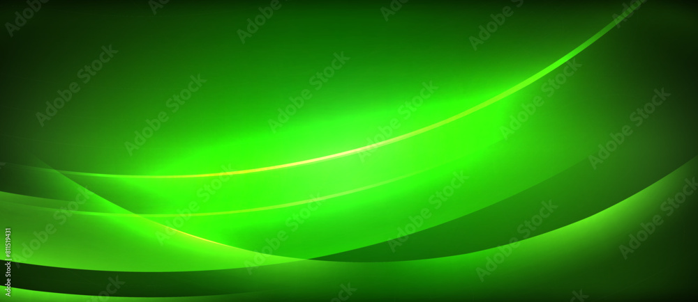 Poster A vibrant green background with a mesmerizing swirl in electric blue and magenta. This artistic design combines art and science with stunning graphics and patterns, perfect for any event or project