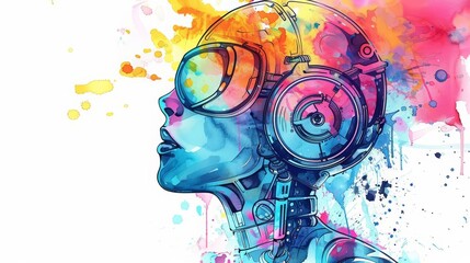 Fototapeta premium Innovate with an unconventional subject in a kawaii creative futuristic charismatic watercolor painting