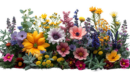 bouquet of flowers in the garden,
 Beautiful Bouquet of Flowers in Flower Bed