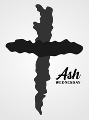 happy ash wednesday with a cross shape that comes from ashes
