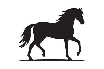 isolated black silhouette of a horse collection, Set of horse silhouette vector. A silhouette of a running horse, horse silhouette vector illustration