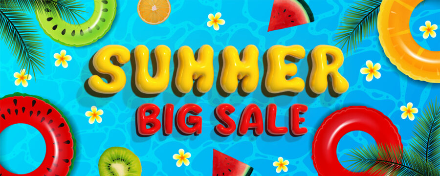 Summer big sale promotion banner template. Summer colorful text template