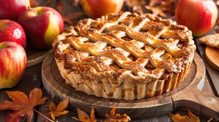 Organizing homemade apple pie and apples