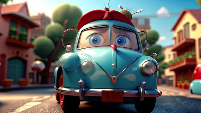 Cute and adorable cartoon car. Generative AI