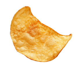 Close-up of one potato chip isolated on transparent background