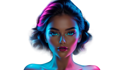 illuminating face woman neon s light glow illuminated vibrant colourful beauty portrait nightlife city urban art creative expression energy electric glowing clubbing