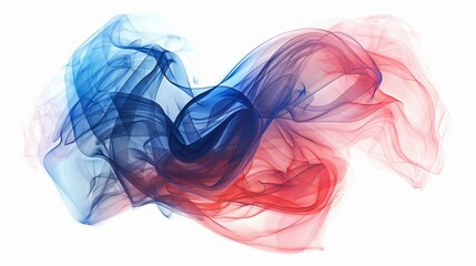 Abstract Art with Red and Blue Swirl on White Background