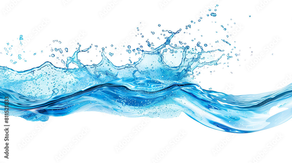 Wall mural blue water swirl splash with little bubbles isolated on white background png - Wall murals
