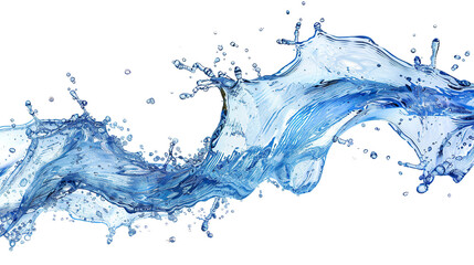 Blue water swirl splash with little bubbles isolated on white background PNG