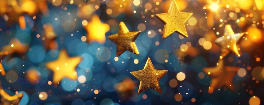 A loyalty program card with gold stars glowing brightly, symbolizing rewards and customer appreciation