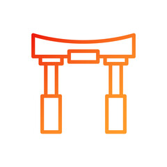 Arch icon gradient red orange chinese illustration