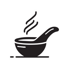 Minimalist logo of hot food in a bowl