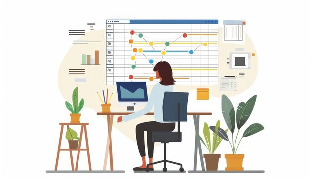 A project manager tracking tasks across multiple teams using an interactive Gantt chart and project management software