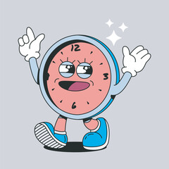 vector cartoon retro wall clock character