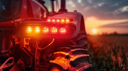 close up of tractor lights. AI generated image