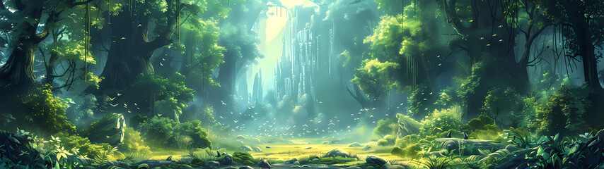 Mystical Sunlit Forest