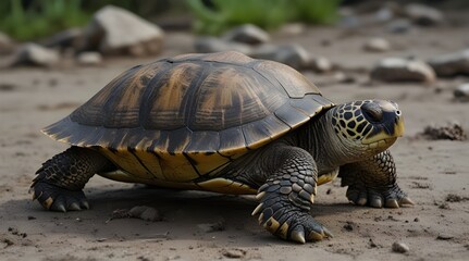 Fototapeta premium Snake-necked turtle is a critically endangered turtle species.generative.ai