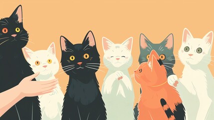 Cats interacting with potential adopters at an animal shelter open day adoption event theme