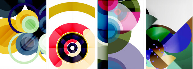 Charming geometric abstract posters. Mesmerizing set of circles, each design a harmonious blend of form and color. Elevate your design with modern, visually striking art