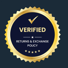 Verified Returns & Exchange policy badge, Returns policy logo design, verified logo, verified icon