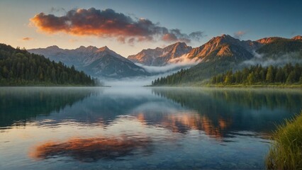 sunrise over the lake