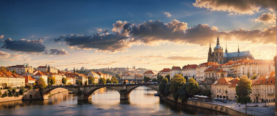 Obraz premium Prague Castle at sunset