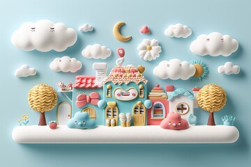 Colorful Cartoon Toy House with Playful Creatures