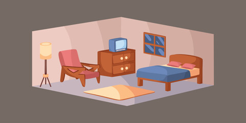 Bedroom Room Interior Design Simple Perspective 3D