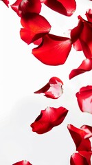 Red petals floating in the air Generative AI.
