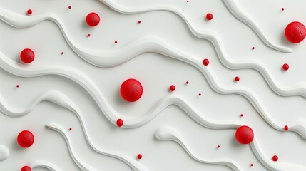 A white background with red dots and waves Generative AI.