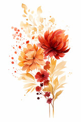 red and orange flowers on a white background